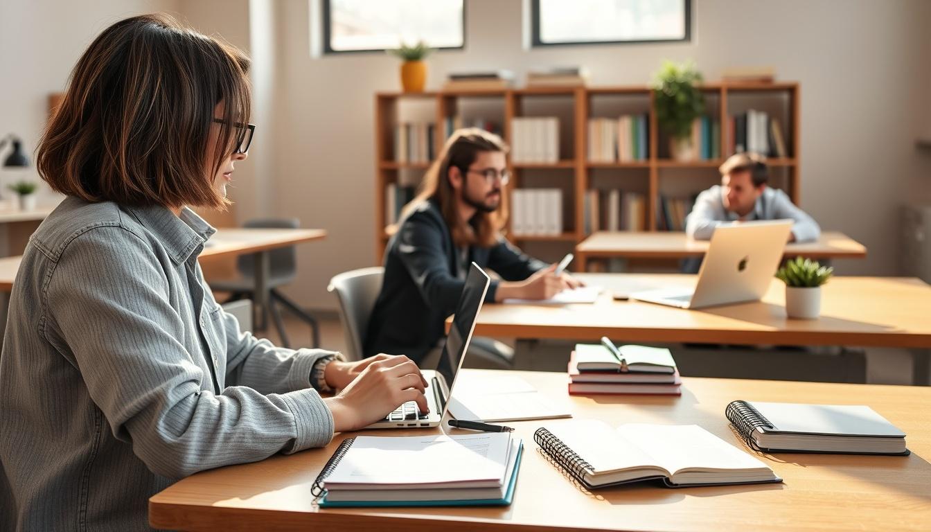 Student preparing for exams with study materials